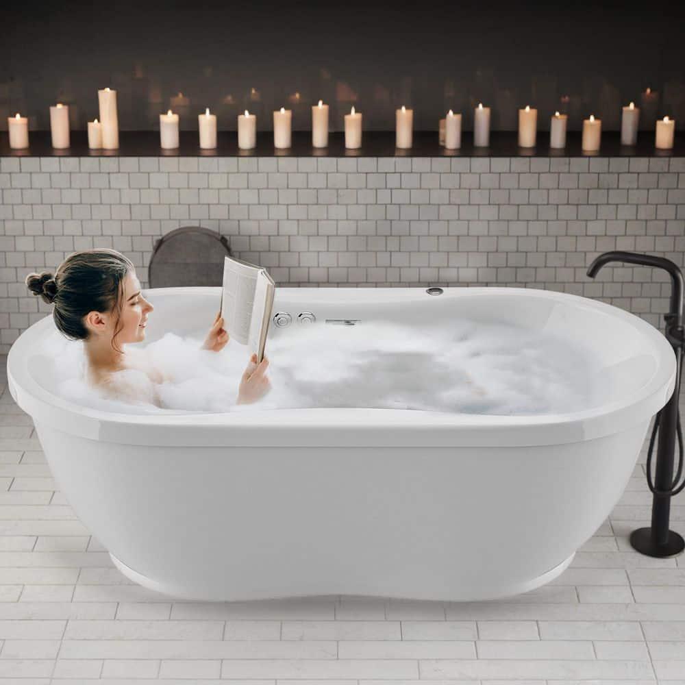 Lori 71.25” x 35.5” Freestanding Whirlpool and Air Acrylic Bathtub