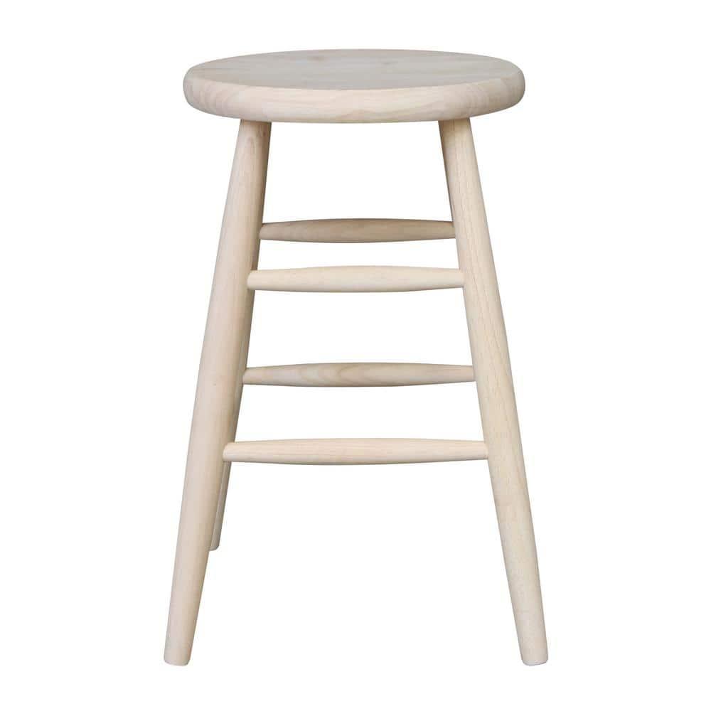 24" Scooped Seat Counter Height Barstool Unfinished - International Concepts: Solid Wood, Round, Backless