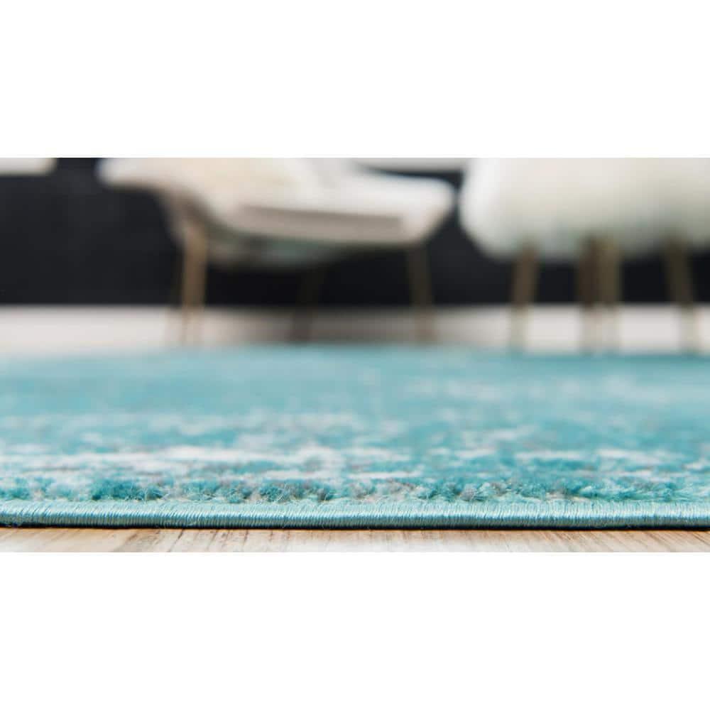 Unique Loom Sofia Collection Area Rug - Casino (7' 1" x 10' Rectangle Turquoise/Ivory)