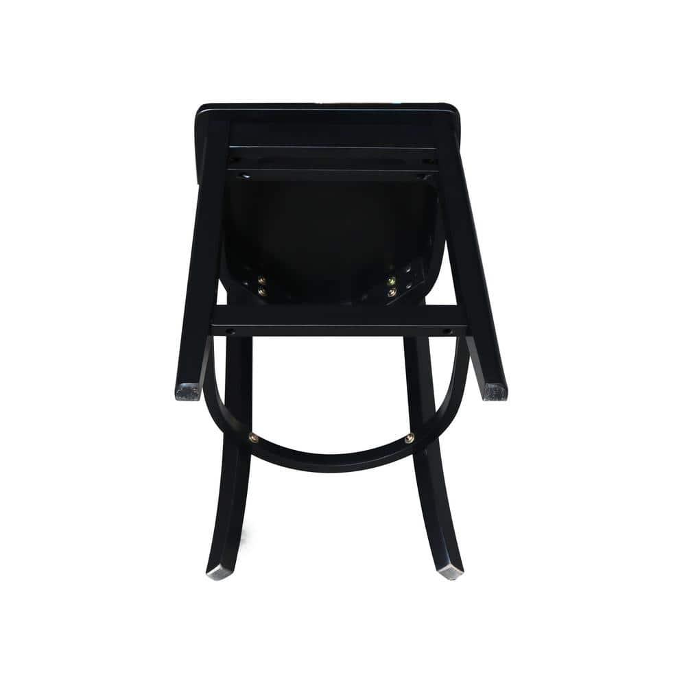 24" Emily Counter Height Barstool Antiqued Black - International Concepts: Solid Wood, Ladder-Back, Square Seat