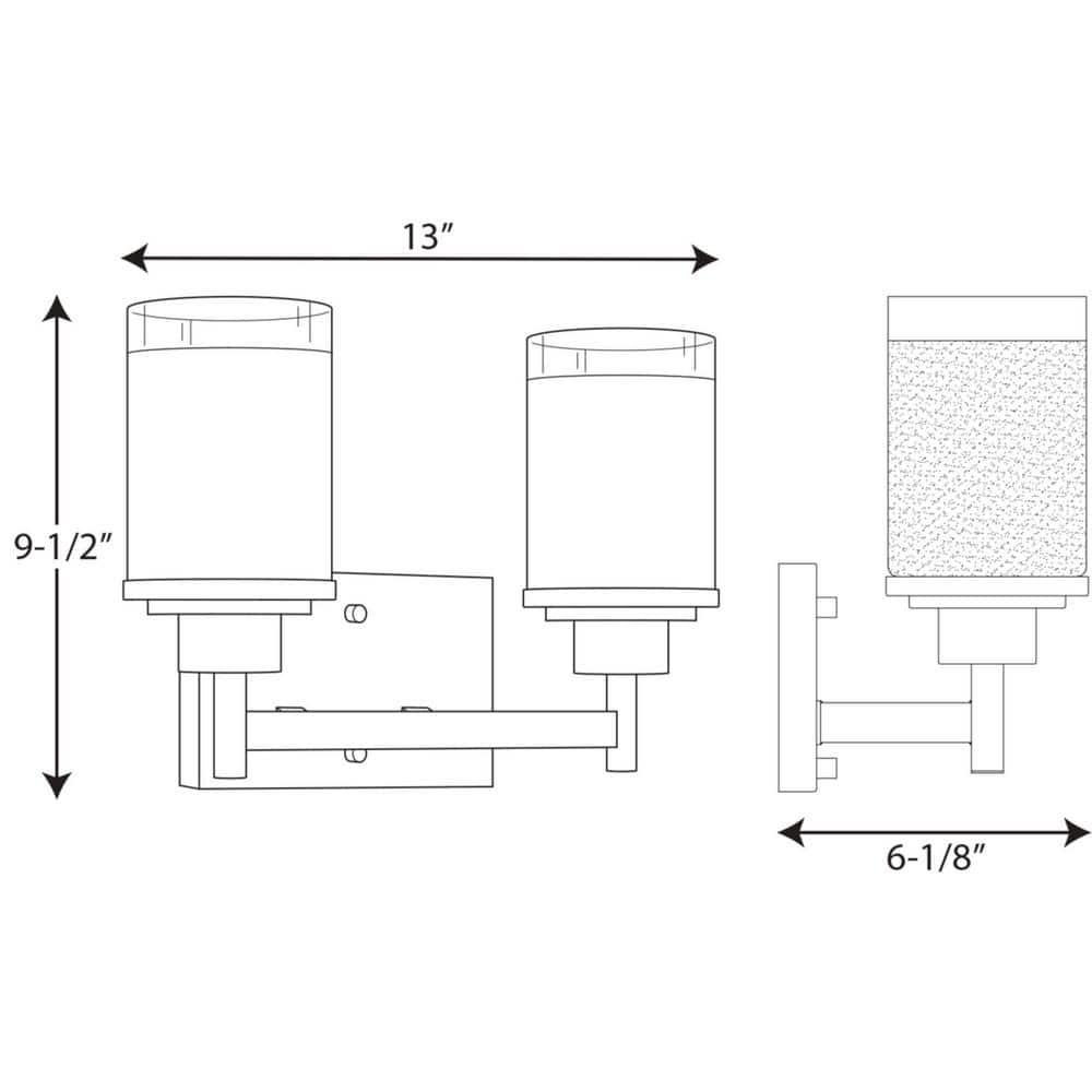 Progress Lighting Alexa Collection 2-Light Bath Fixture, Brushed Nickel, White Linen Glass Shade