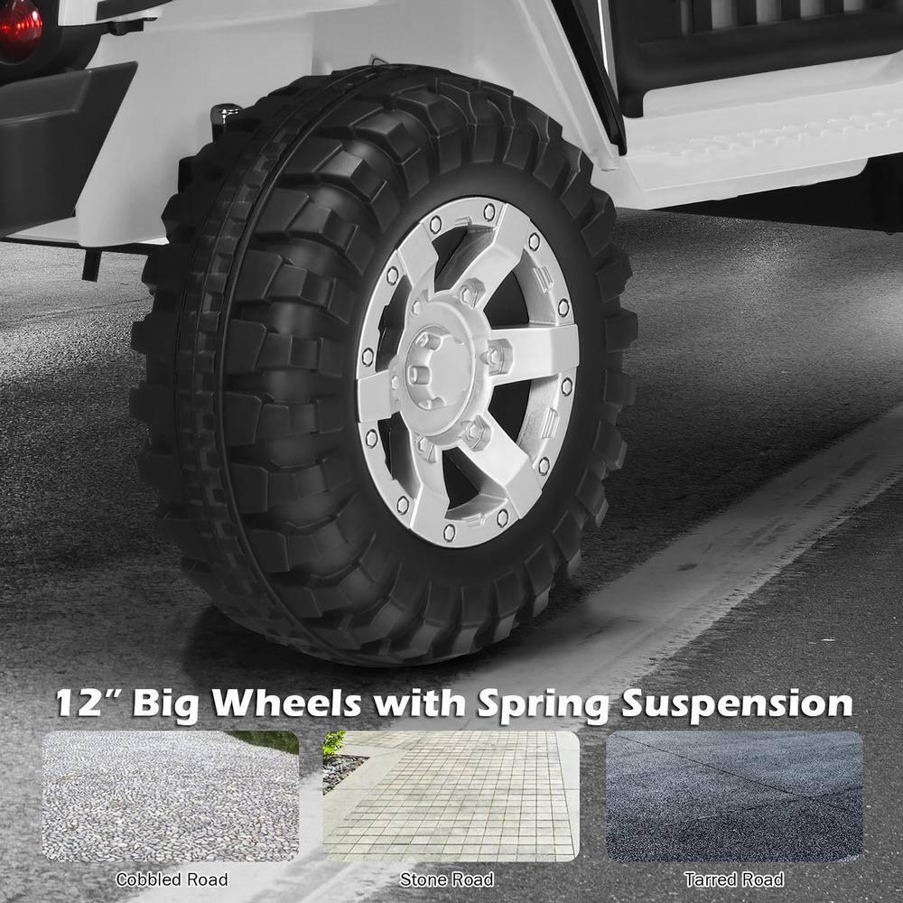 Costway 12V Kids Ride On Truck Remote Control Electric Car with Lights&Music White