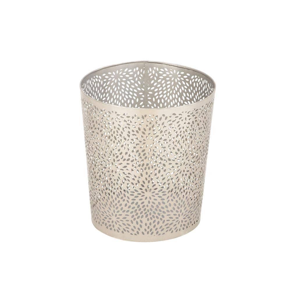 CosmoLiving by Cosmopolitan Modern Perforated Design Round Metal Waste Basket