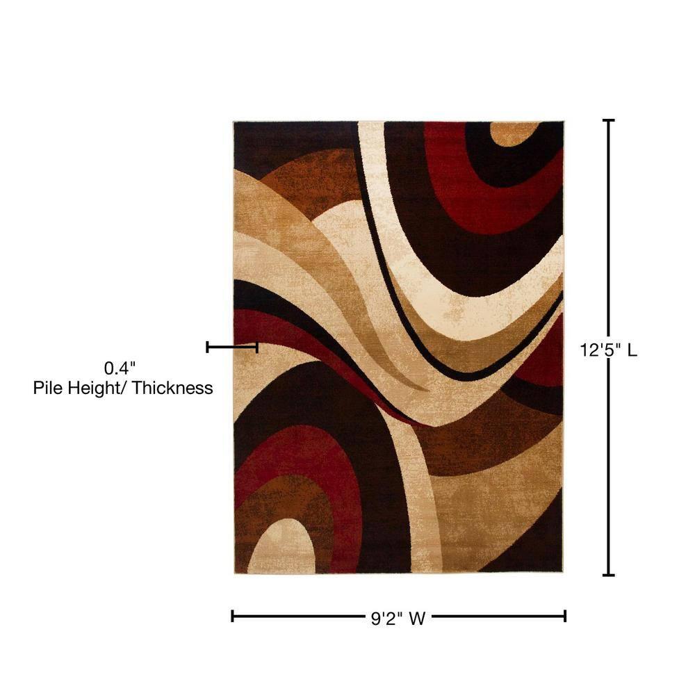 Home Dynamix Slade Contemporary Abstract Area Rug, Brown/Red, 9'2"x12'5"