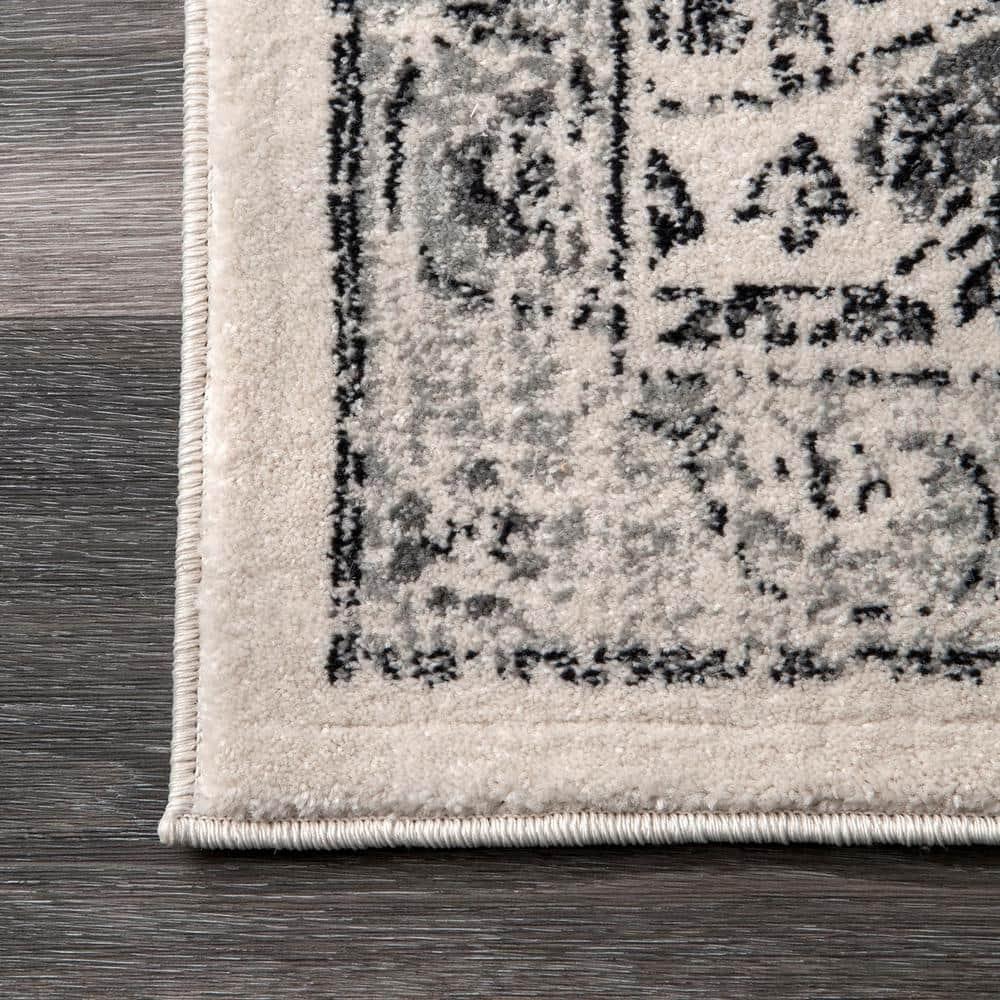 Reversible Gray Synthetic 8' x 10' Easy Care Area Rug