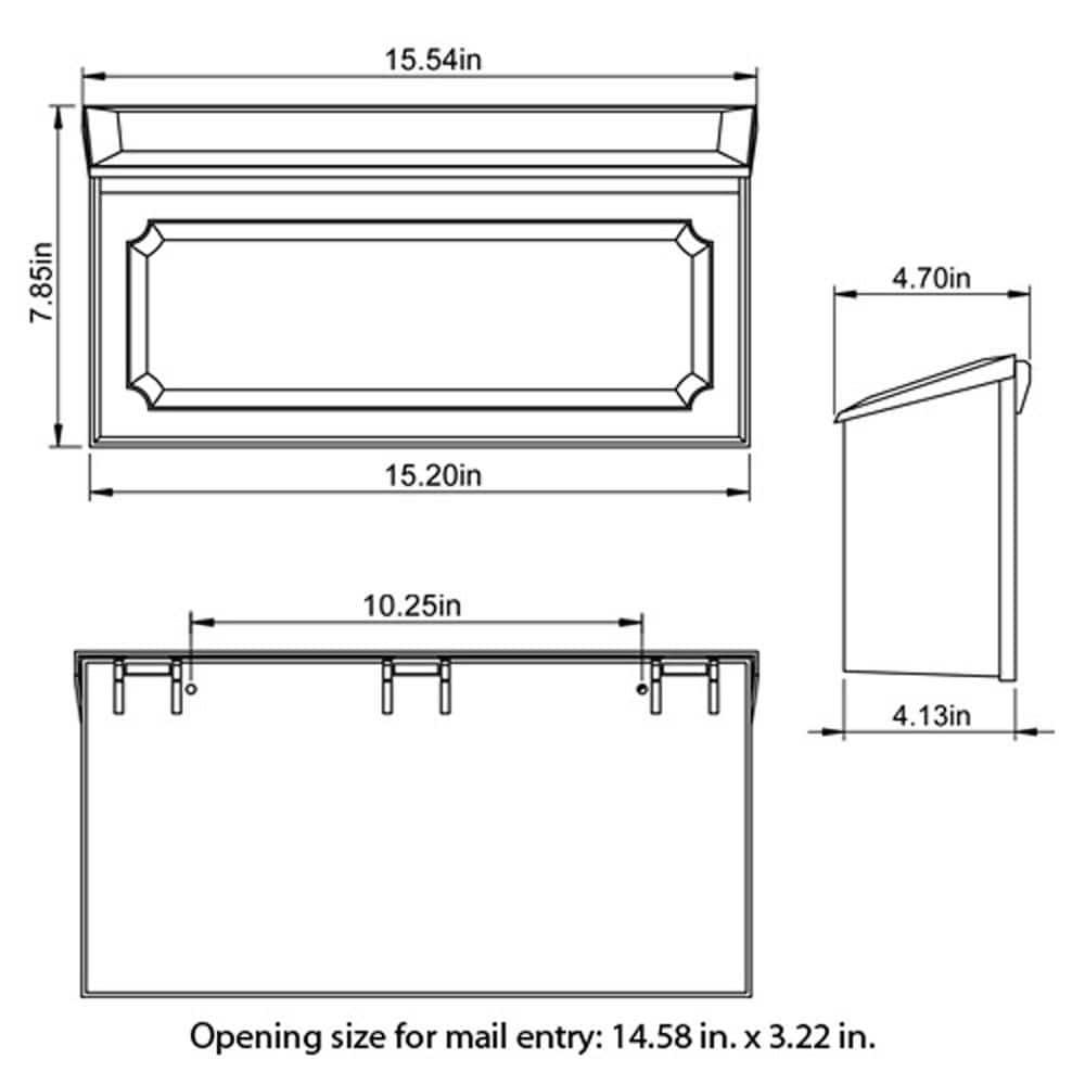 Gibraltar Mailboxes Windsor Medium Capacity Rust-Proof Plastic Black, Wall-Mount Mailbox, WMH00B04