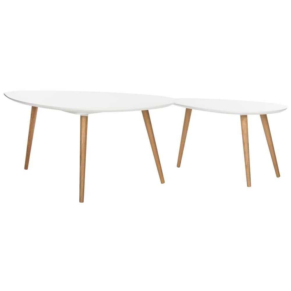 Saffron Split Coffee Table - White/Oak - Safavieh
