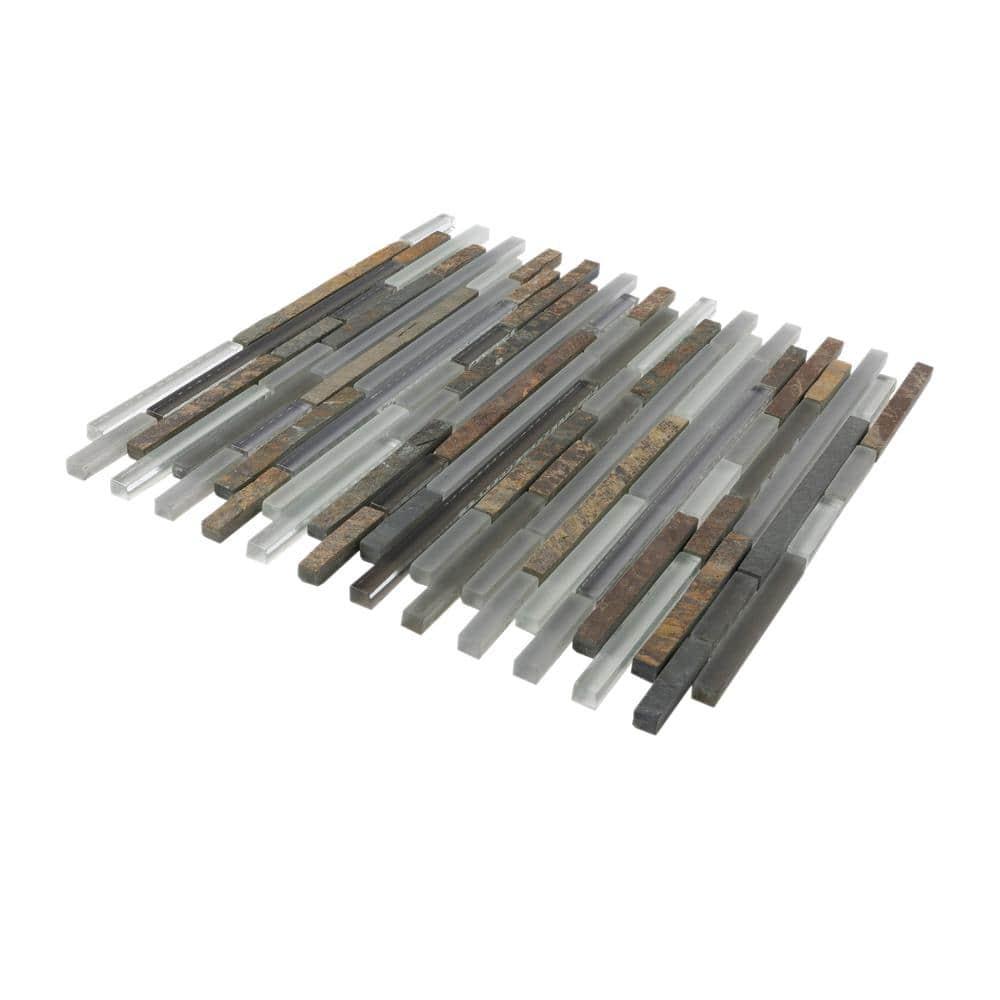 Apollo Tile   5 pack 11.8-in x 11.8-in Waterfall Gray and Beige Glass and Stone Mosaic Tile (4.83 Sq ft/case)
