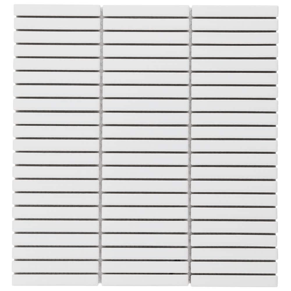 Monogram Stacked 11.19 In. X 11.9 In. Glossy Porcelain Mosaic Floor And Wall Tile (0.92 Sq. Ft. / Each)