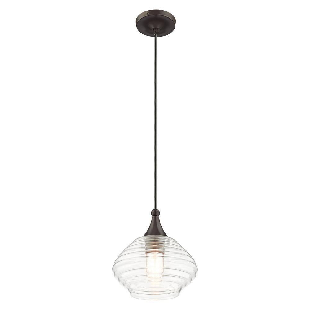 Livex Lighting Art Glass 1 - Light Pendant in  English Bronze