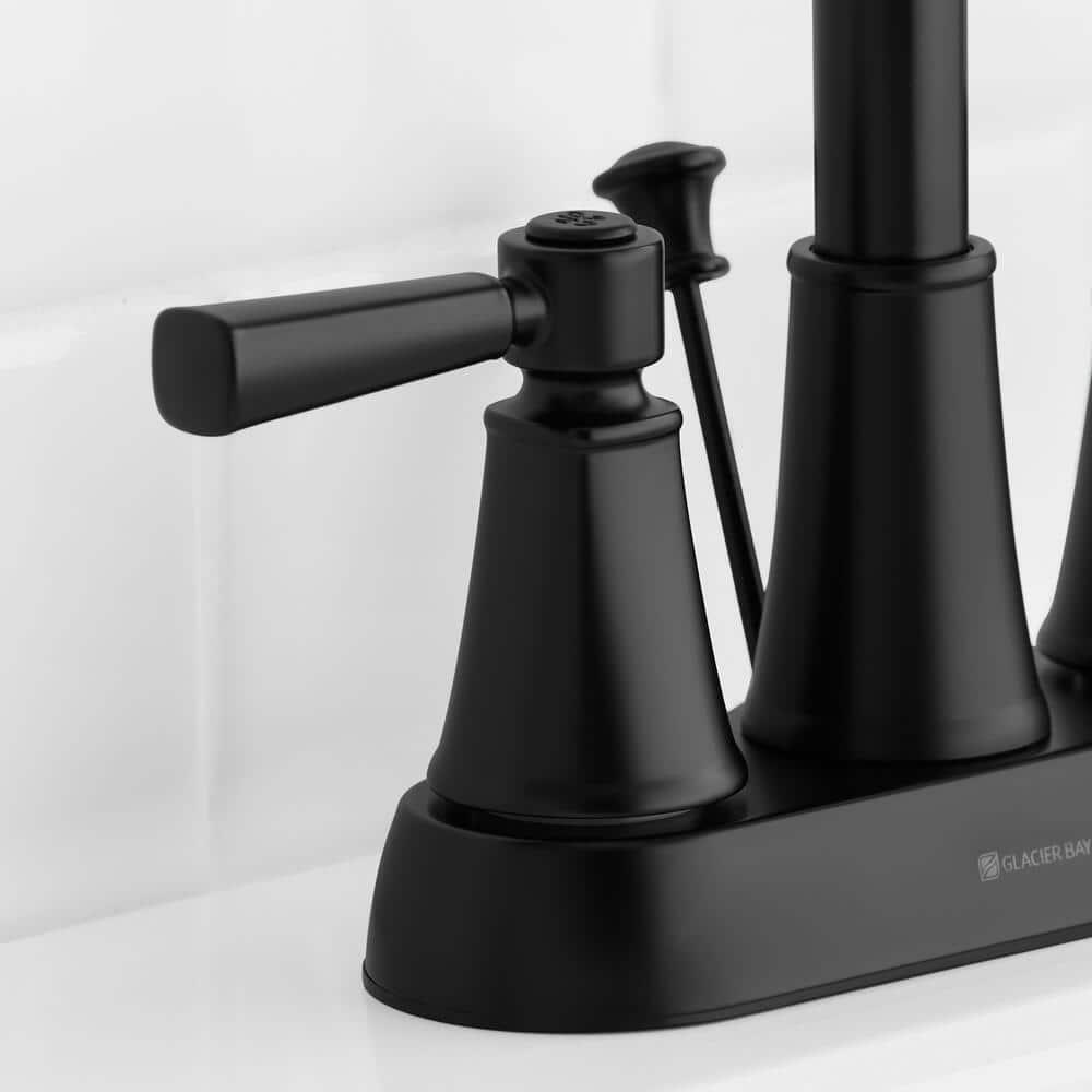 Melina 4 in. Centerset Double Handle High-Arc Bathroom Faucet in Matte Black
