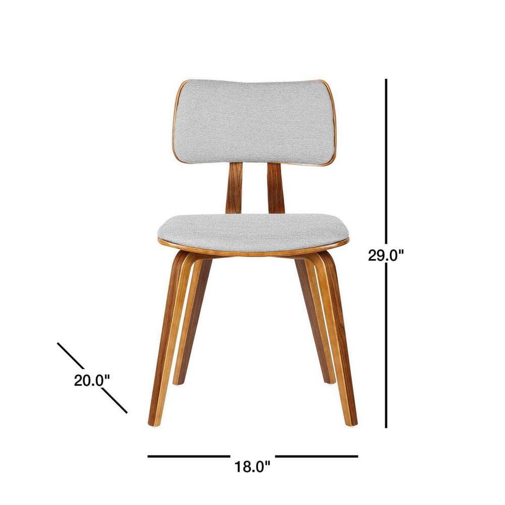 Jaguar Mid-Century Modern Kitchen Dining Table Accent Chair in Walnut Wood and Gray Fabric