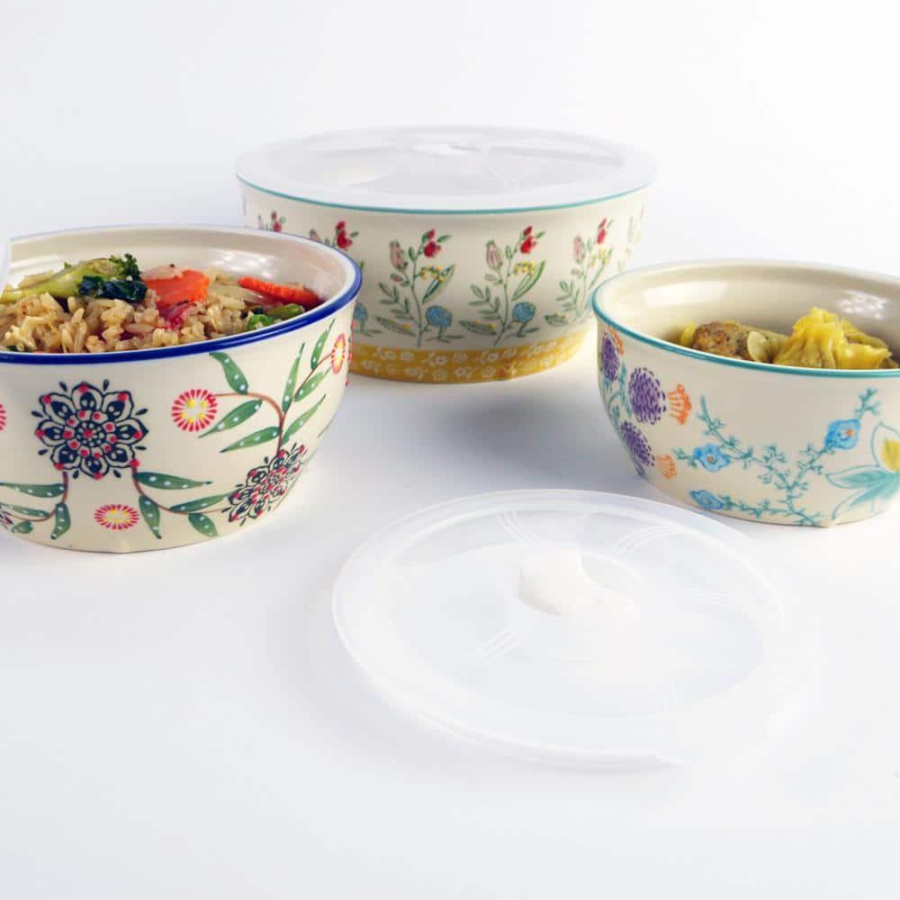 Ella 3 Piece Stoneware Storage Bowls Set with Lids