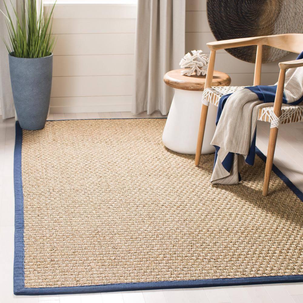 Natural Fiber NF114 Power Loomed Indoor Area Rug - Natural/Blue - 5'x8' - Safavieh.