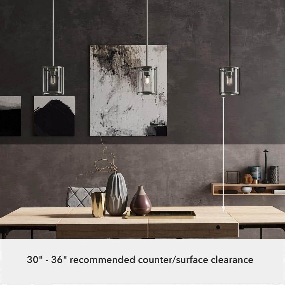 Astwood Clear Glass Mini Pendant Ceiling Light Fixture Silver - Hunter Fan: UL Listed, Adjustable Height