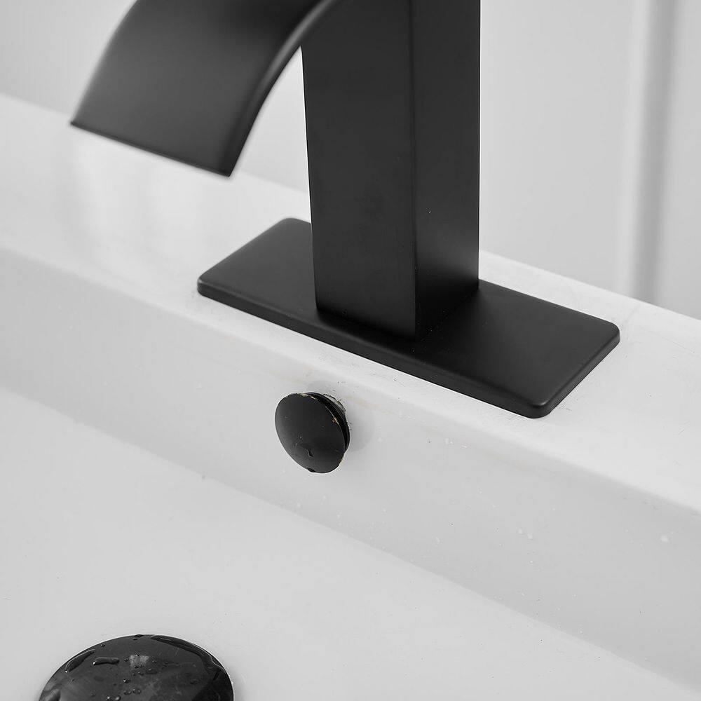 BWE Waterfall Single Handle Single Hole Low-Arc Bath Faucet Bathroom Drip-Free Vanity Sink Faucet