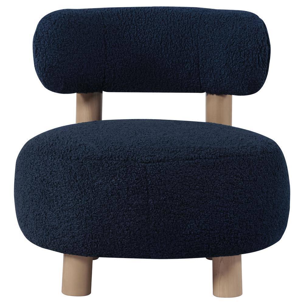 Coaster Zonie Boucle Fabric Upholstered Barrel Back Accent Chair Blue