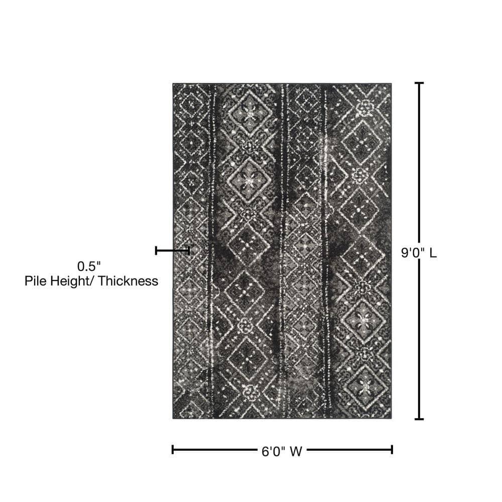 Adirondack ADR111 Machine Made Indoor Area Rug - Black/Silver - 6'x9' - Safavieh