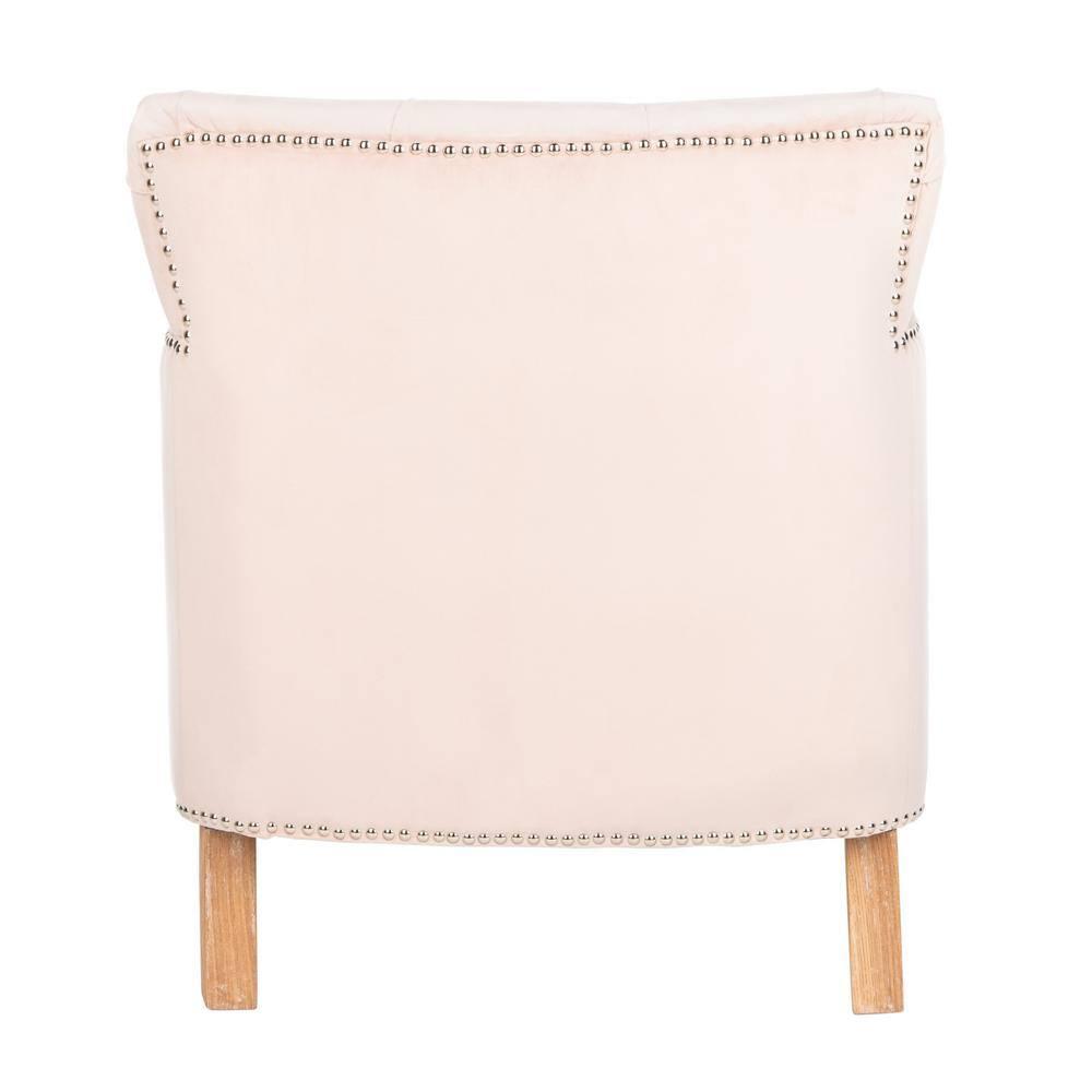 SAFAVIEH Colin Industrial Tufted Club Chair with Casters, Blush Pink/White Wash