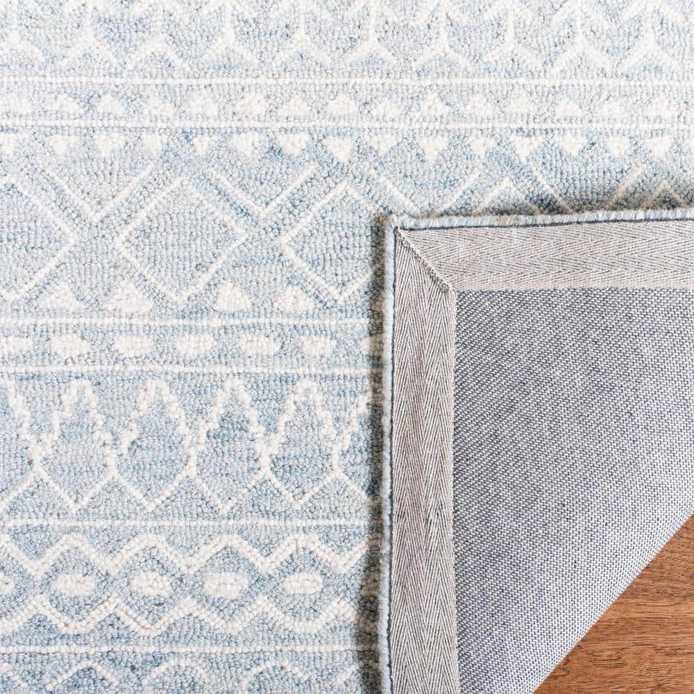 Micro-Loop MLP502 Hand Tufted Indoor Area Rug - Aqua/Ivory - 4'x6' - Safavieh