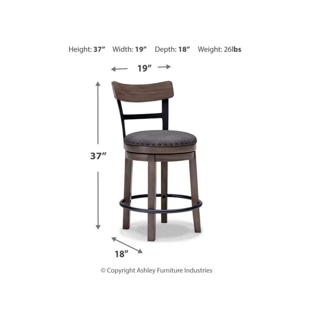 Caitbrook Counter Height Barstool Gray - Signature Design by Ashley: Polyester Upholstery, Nailhead Trim, Swivel Seat