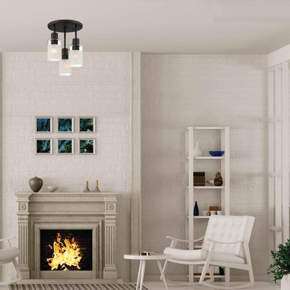 Designers Fountain Cedar Lane 3 Light Matte Black Semi-Flush Mount Ceiling Light, D236M-SF-MB