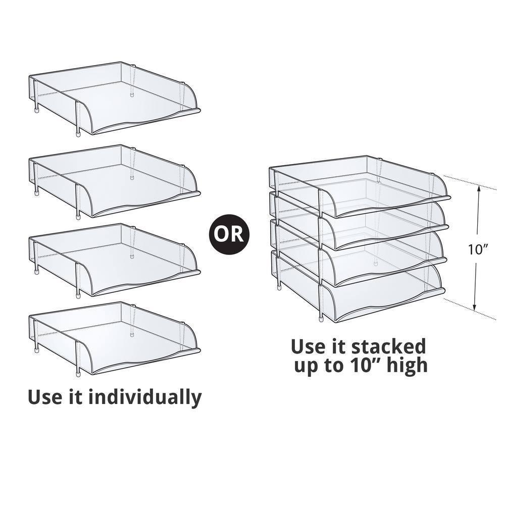 Stackable Clear Letter Tray Desk Organizer, 4-Pack (Set of 4)