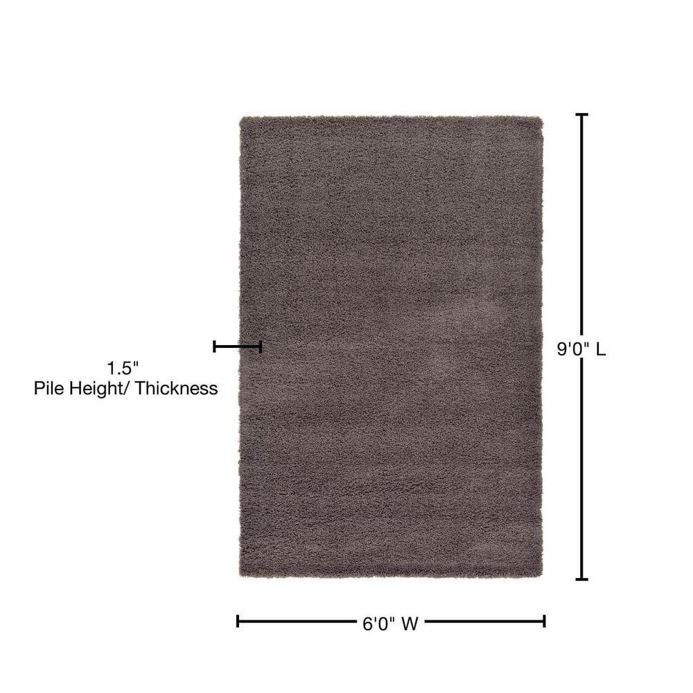 Unique Loom 6' 1 x 9' 0 Solid Shag Graphite Gray Area Rug