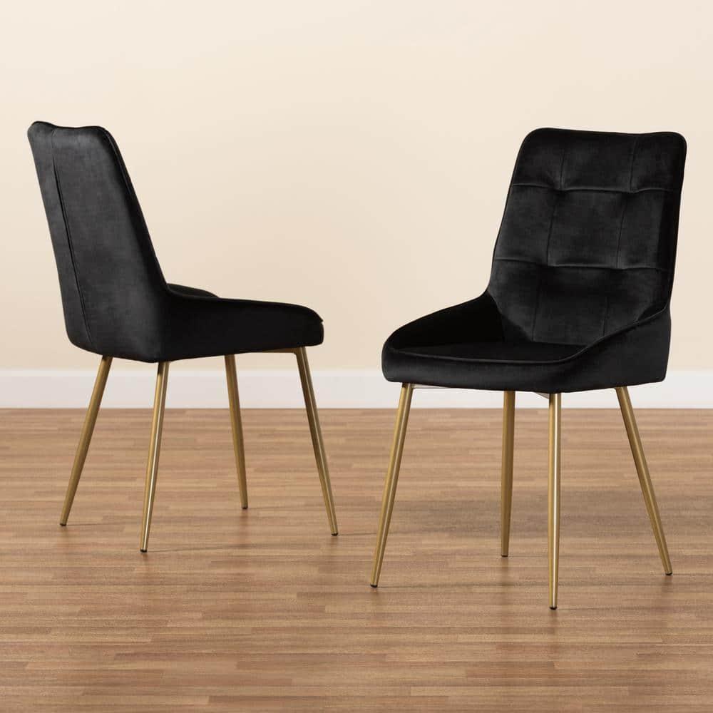 2pc Gavino Metal Dining Chair Set Black/Gold - Baxton Studio