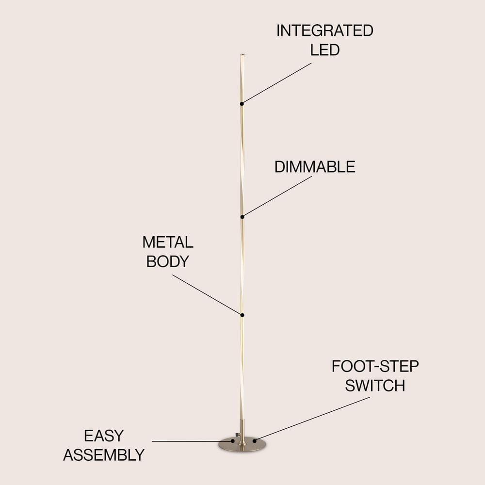 JONATHAN Y JYL7006B Pilar 63.75" LED Integrated Floor Lamp, Modern, Contemporary for living room, dinning room, bedroom, office, Gold
