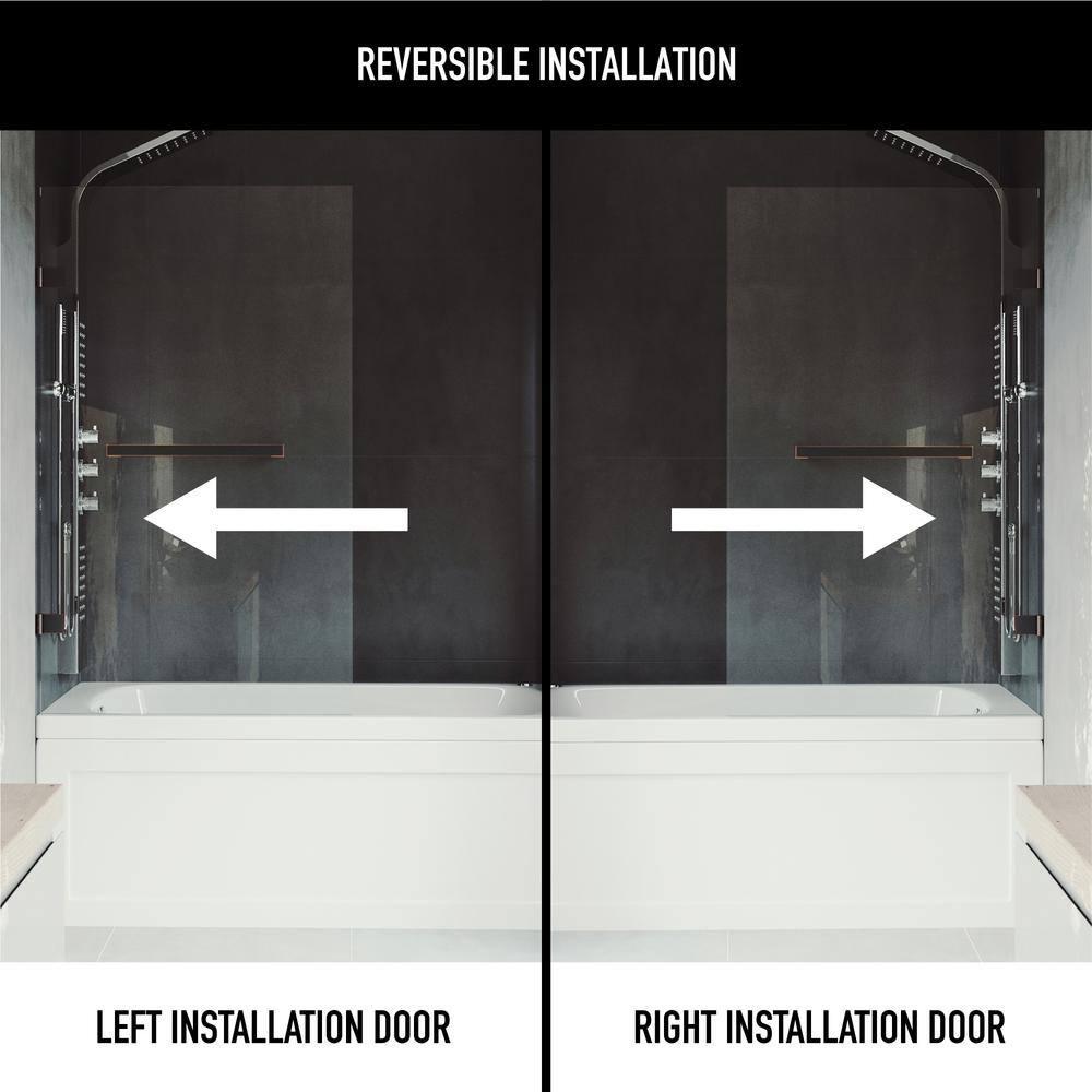 Rialto 34" W x 58" H Hinged Frameless Tub Door with with 5/16" Glass
