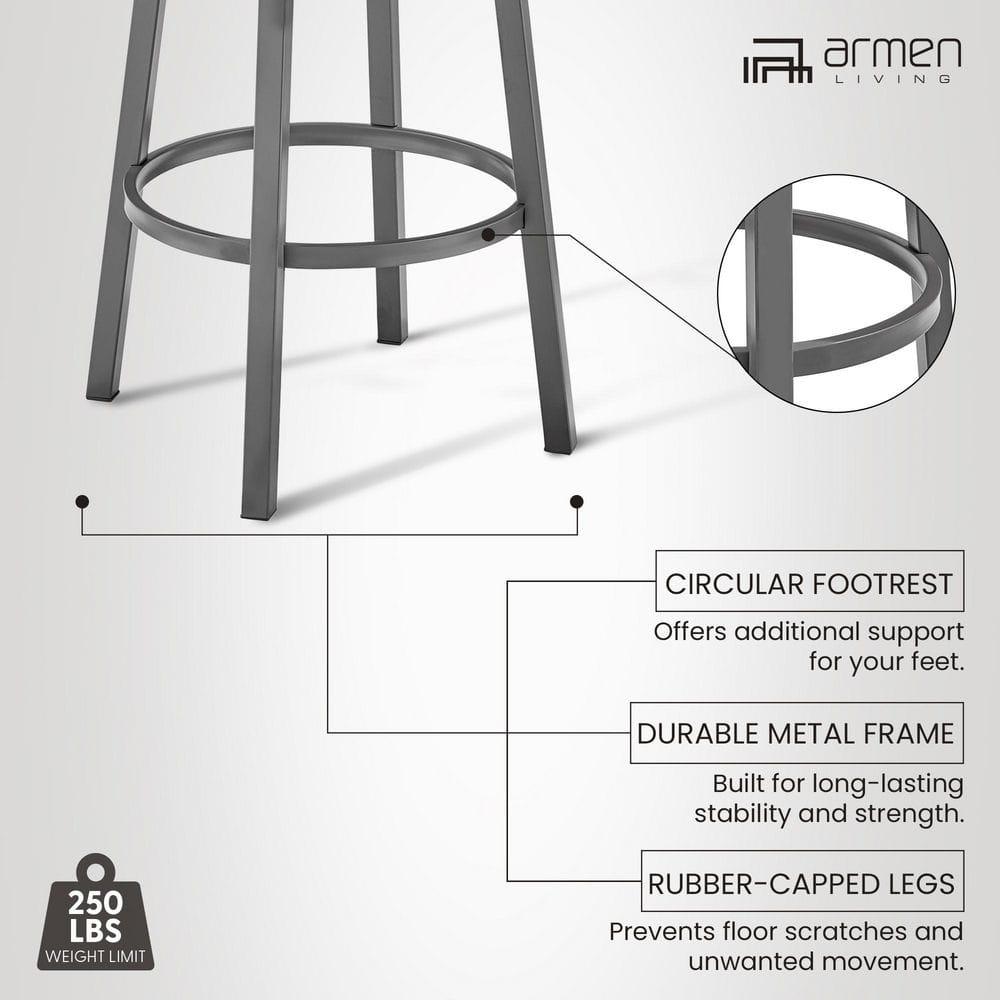 Armen Living Lorin30" Bar Height Swivel Bar Stool in Java Finish and Chocolate Faux Leather