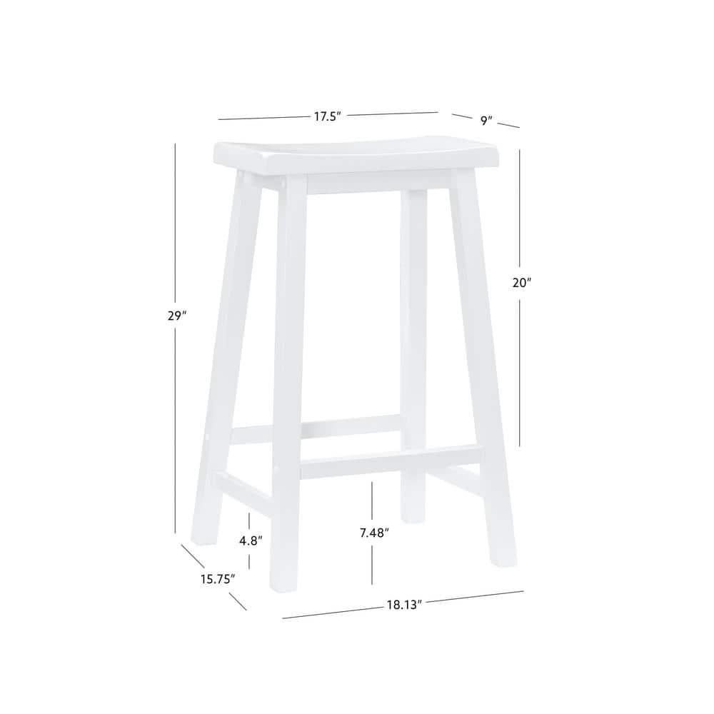 Linon Beamon 29" Sturdy Wood Backless Saddle Seat Counter Stool in Pure White
