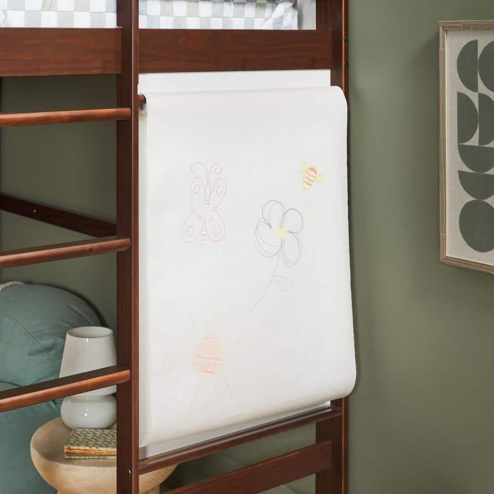 Walker Edison Contemporary Twin Loft Wooden Bed with Ladder, Walnut