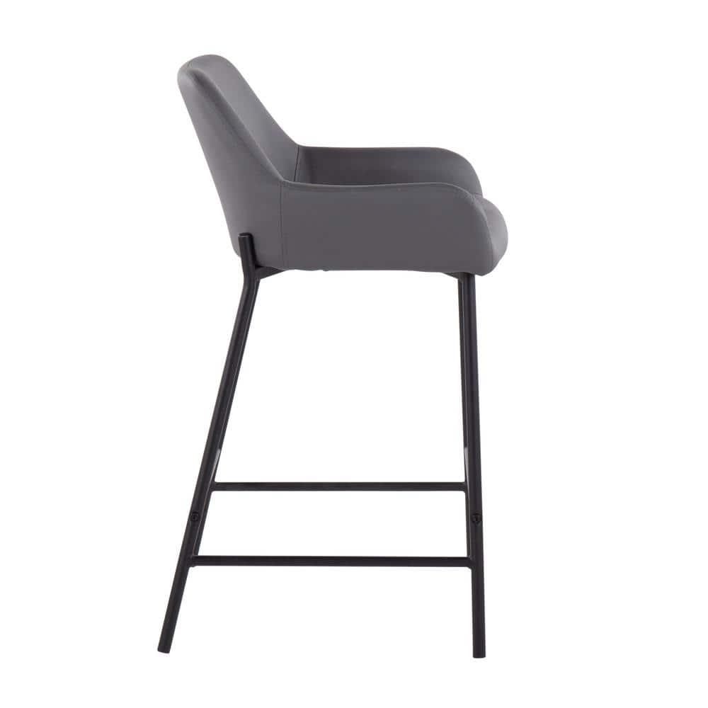 Set of 2 Daniella Metal/Faux Leather Counter Height Barstools Black/Gray - LumiSource: Padded, Modern Design, 250lb Capacity