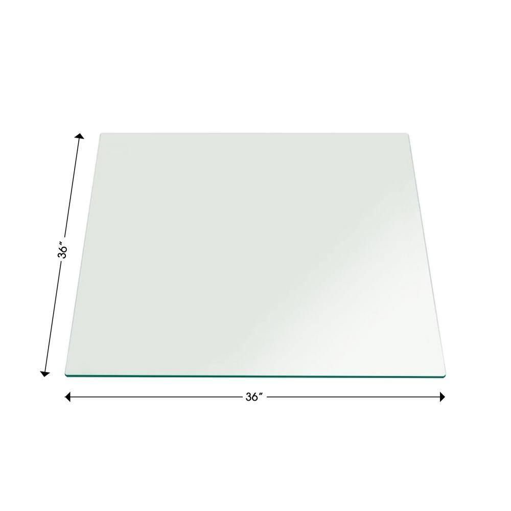 36 Inch Square Glass Table Top 1/4 Inch Thick Clear Tempered Glass With Flat Edge Polished