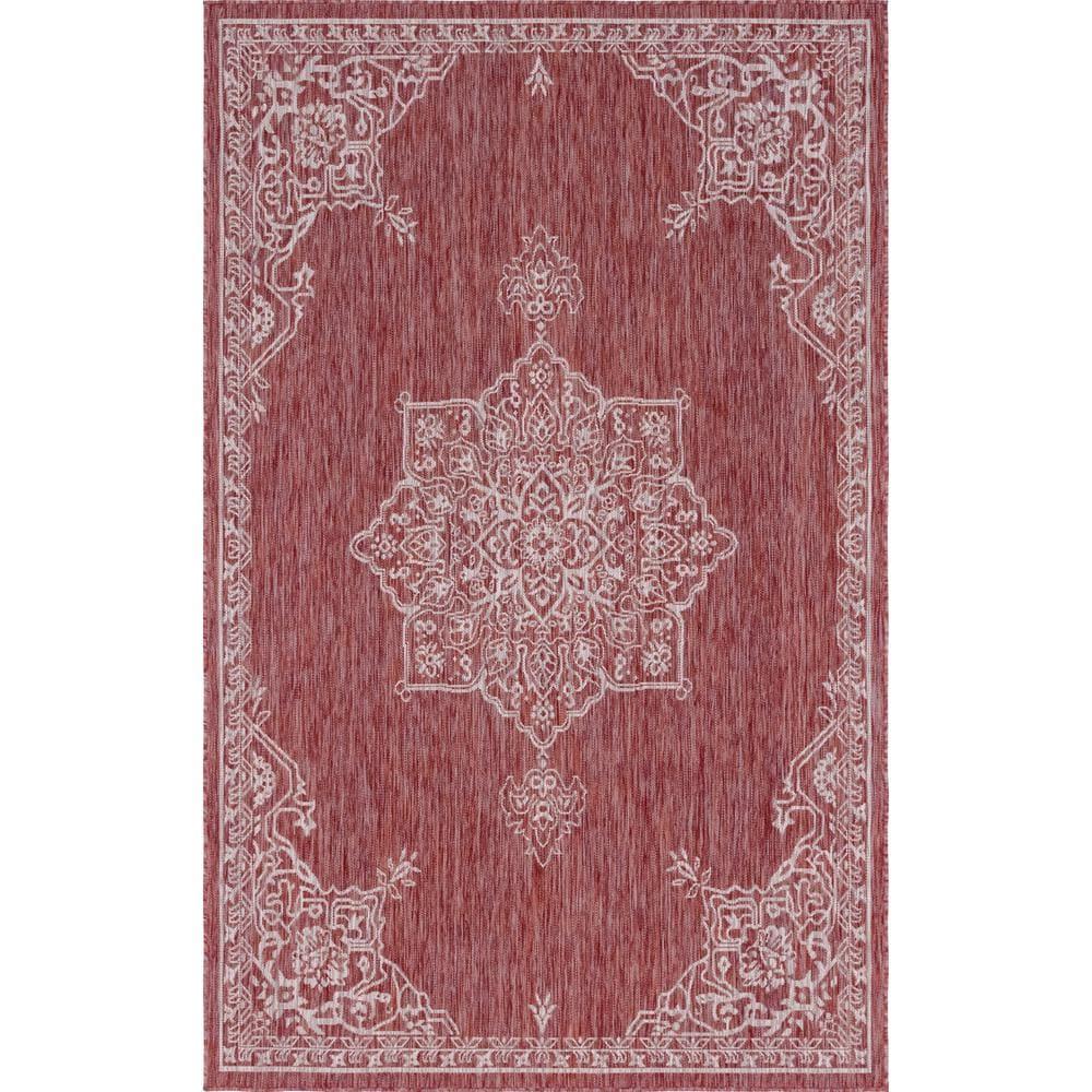 Rust Red Antique Outdoor 9 ft. x 12 ft. Area Rug