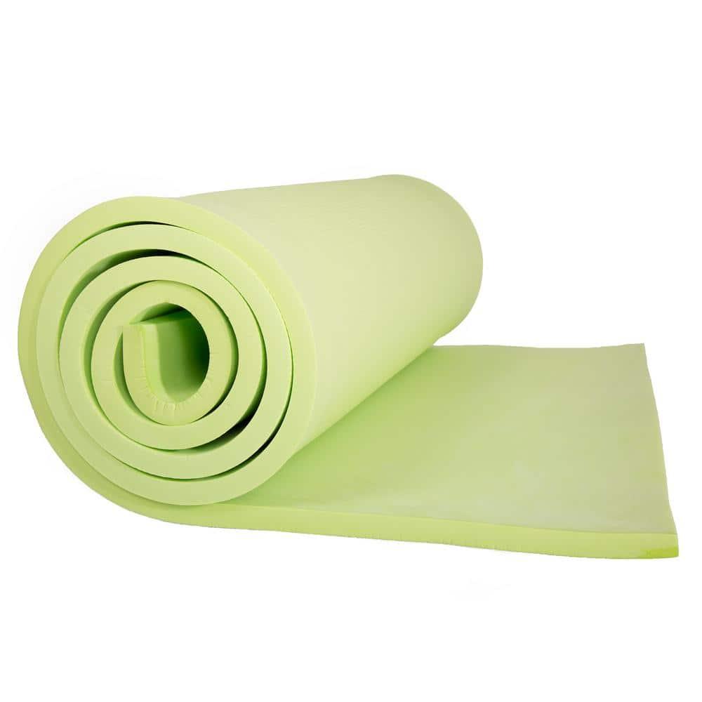 Thick Yoga Mat - Double Sided 1/2-Inch Workout Mat - 72x24-Inch Exercise Mat for Home Gym Fitness or Pilates with Carrying Strap by Wakeman (Green)