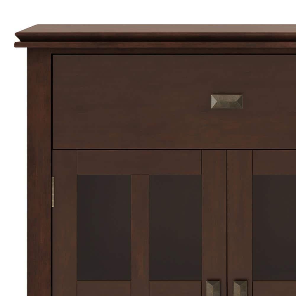 Simpli Home Artisan 60"W Solid Wood Sideboard Buffet with and Tempered Glass Doors and 3 Drawers
