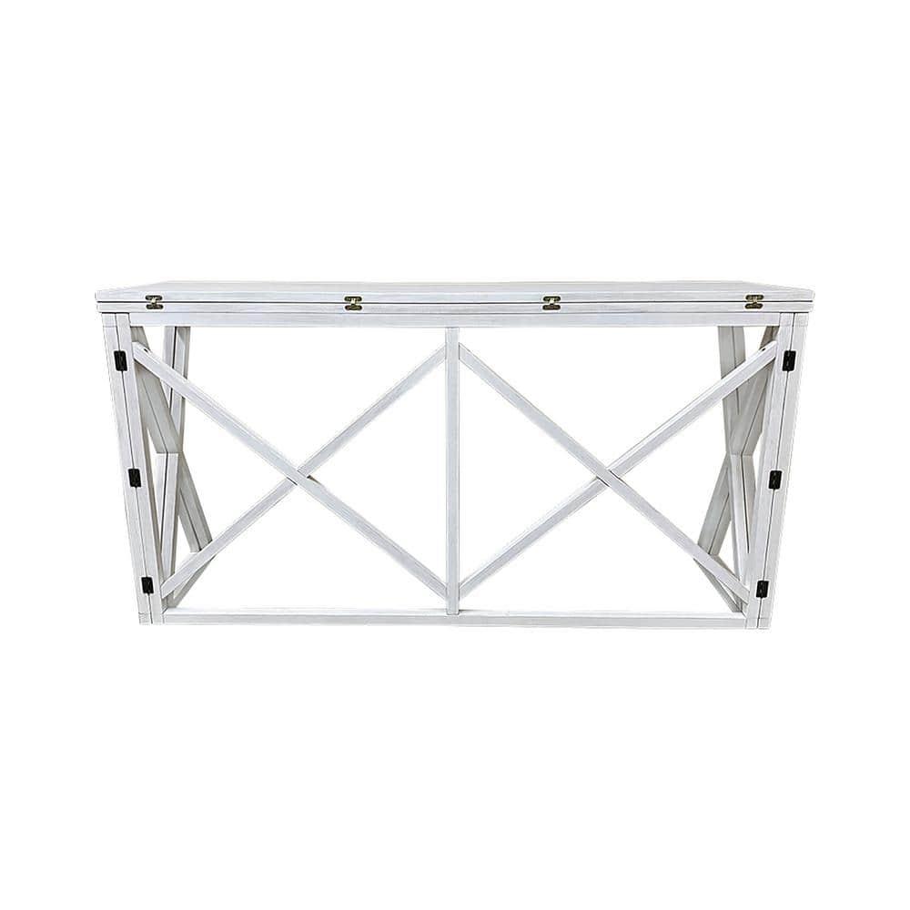 Antique White Wood Flip Top Counter Height Bar Table