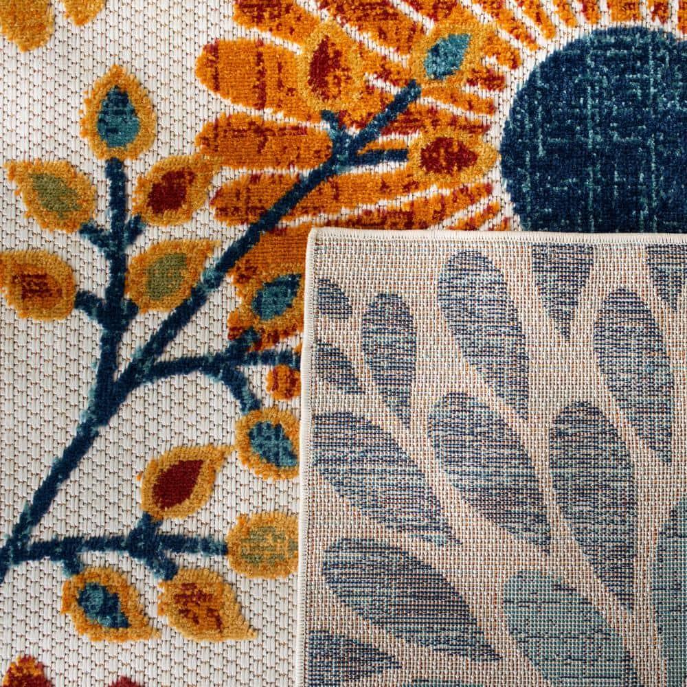 Cabana CBN832 Power Loomed Indoor/Outdoor Runner Rug - Creme/Red - 2'x6' - Safavieh