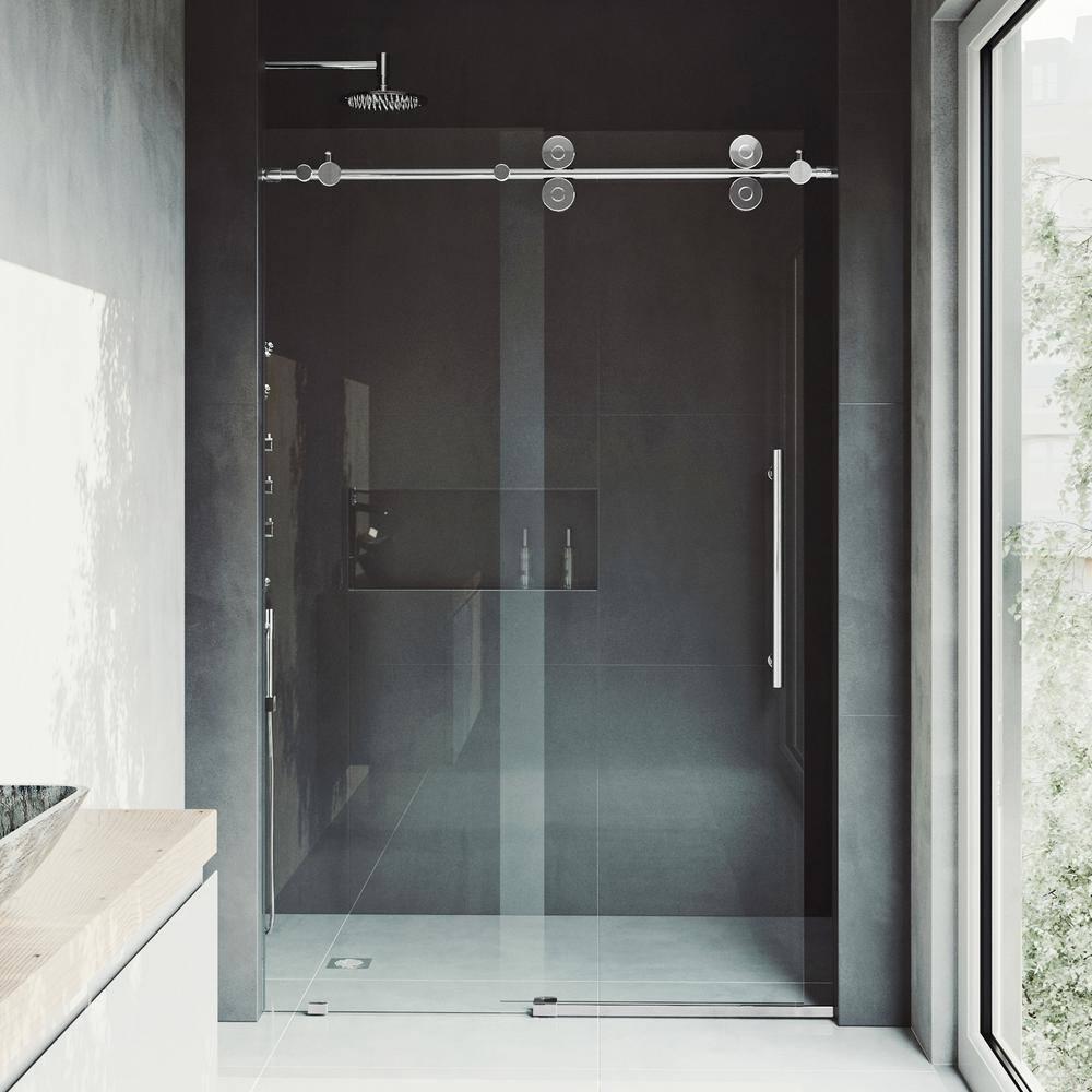 Elan 44-48" W x 74" H Sliding Frameless Shower Door with 3/8" Clear Glass