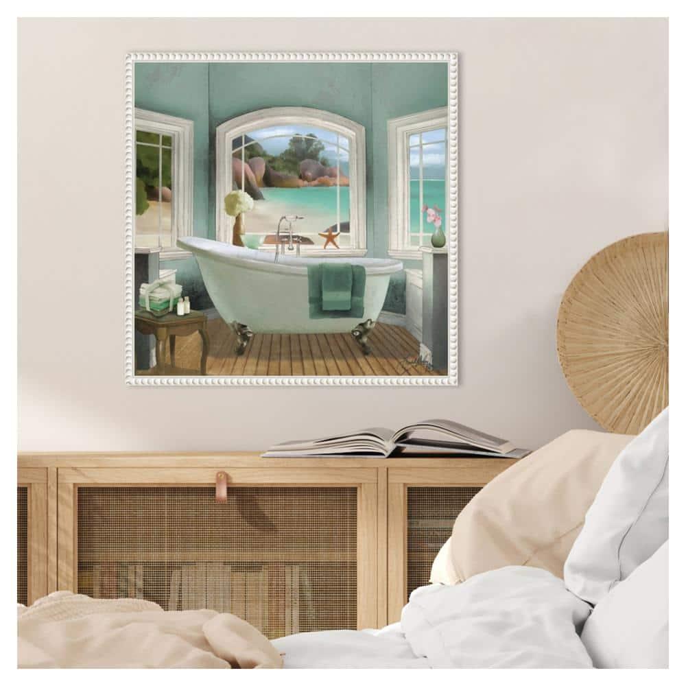 Amanti Art Oceanview Bath II by Elizabeth Medley Canvas Wall Art Print Framed 22 x 22-in.