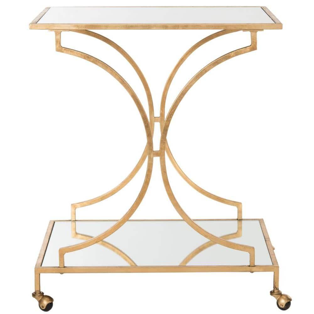 Ignatius Bar Cart - FOX2555B - Gold/Mirror - Safavieh