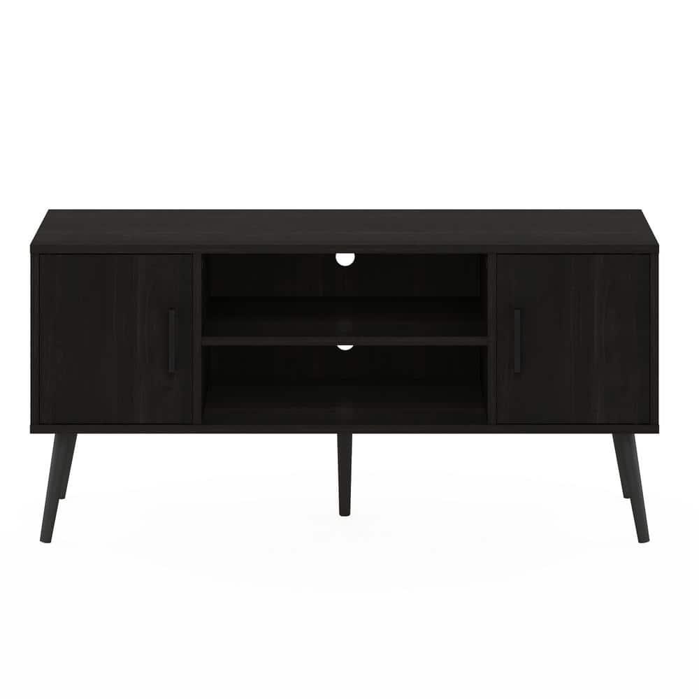 Furinno Mid-Century TV Stand Entertainment Media Console w/2 Cabinets&Open Storage Shelves for TVs up to 50",Espresso