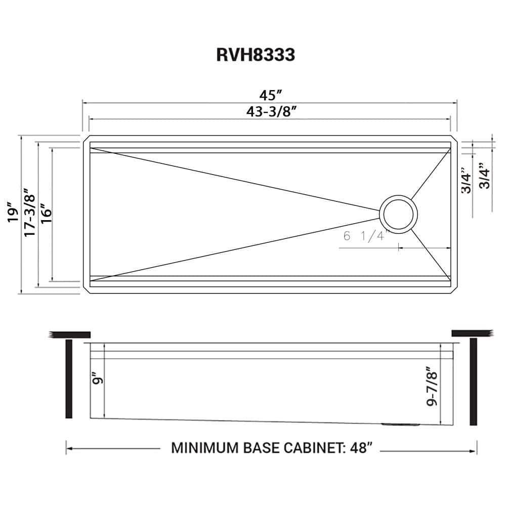 Ruvati RVH8333 Ruvati 45-inch Workstation Two-Tiered Ledge Kitchen Sink Undermount 16 Gauge Stainless Steel