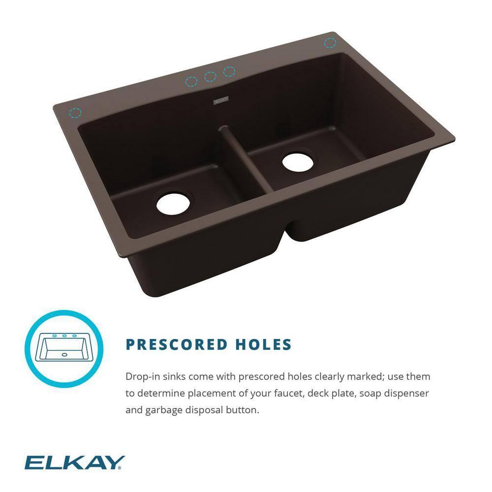 Quartz Classic 33" x 22" x 10" Double Basin Drop-In Kitchen Sink