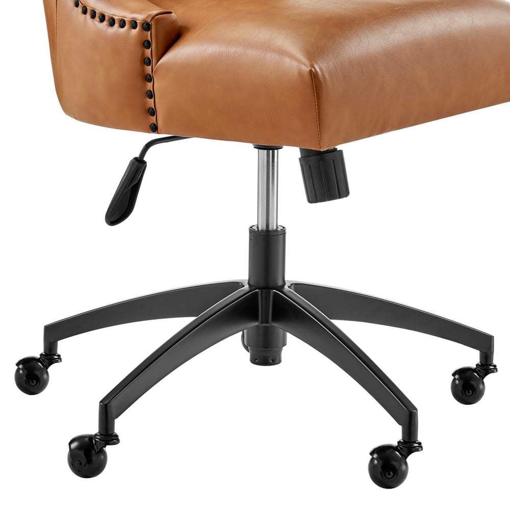 Modway Empower Channel Tufted Vegan Leather Office Chair Tan: Retro Modern Style, Adjustable, Swivel Desk Chair with Casters/Wheels
