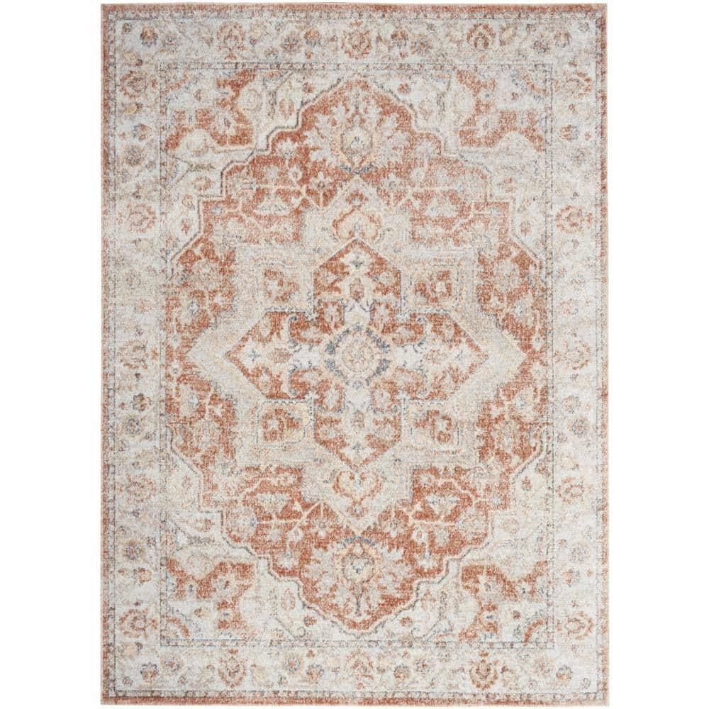 Nourison Astra Machine Washable Vintage Medallion Indoor Rug Gold/Multicolor 6'7" x 9'
