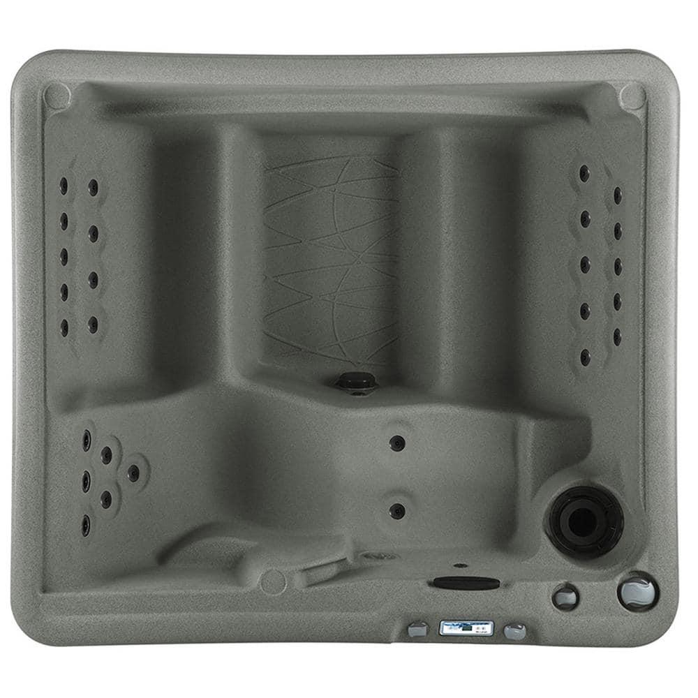 Lifesmart Spas 5 Person Plug and Play Hot Tub, 110 Volt 28 Jet Outdoor Spa with LED, Waterfall, Durable Thermal Cover, and Ozonator, LS350DX, Taupe